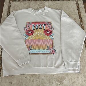 ROXY Oversized Crew Neck Long Sleeve Pullover‎ Sweatshirt Women’s Size L
